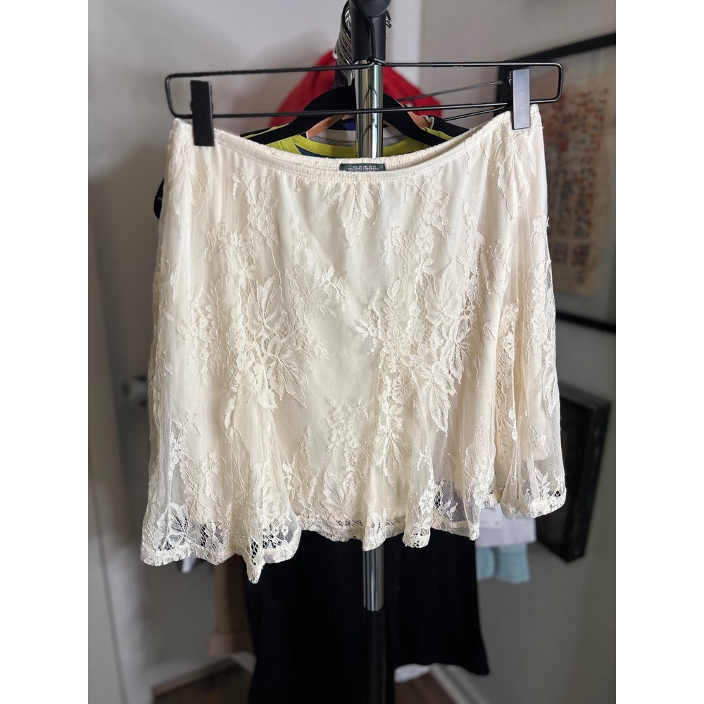 Wild Fable Cream Ivory Floral Lace Mini Skirt A-Line Boho Coquette Small